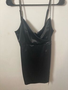 Black mini dress with rhinestone accents- size medium